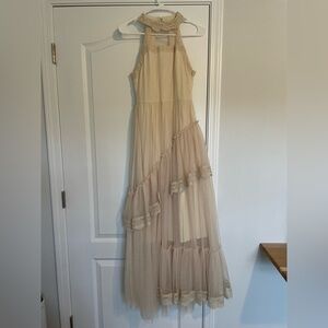 Joyfolie sample one of a kind Cream and Tan Lace Dress